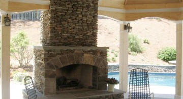 stack stone fireplaces for poolside