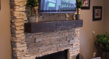 stack stone fireplaces with plasma TV mounted