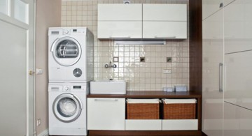 stacked machines for small laundry room designs