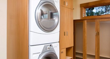 stacked machines minimalistic small laundry room designs