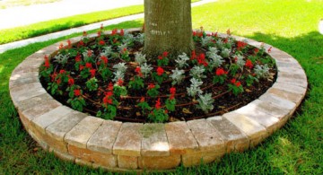 stones for flower beds encircling a tree