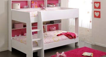stylish bunk beds in pink and white