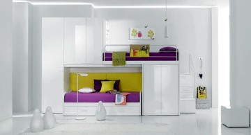 stylish bunk beds in spacious white room