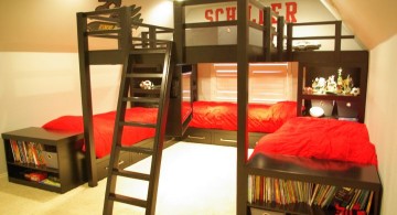 stylish bunk beds with common space above