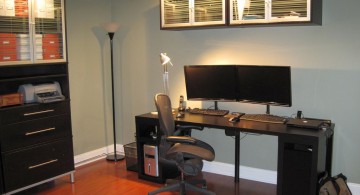 stylish home office with dark wood furnitures