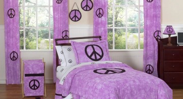 sweet violet peace sign pattern teenage girl curtain designs