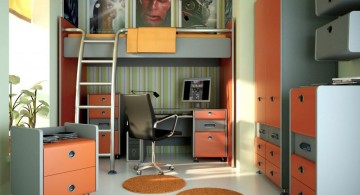 teenage rooms ideas in orange and grey