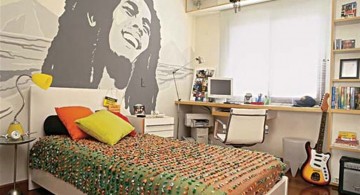 teenage rooms ideas with Bob Marley mural