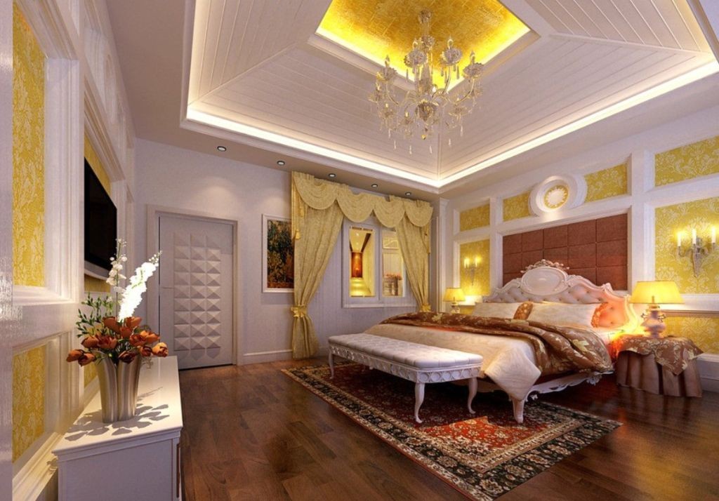 thickly layered tray ceiling bedroom