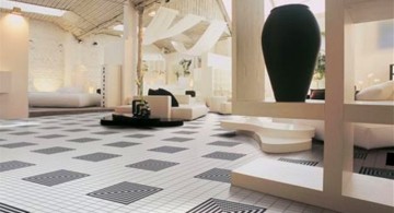 tile flooring ideas for living room with art deco pattern