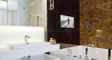 tiny bathroom design ideas with modern sink and tub design