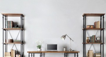 twin shelves and a desk vintage industrial bookcase designs