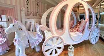 unique beds for girls with chariot and pony