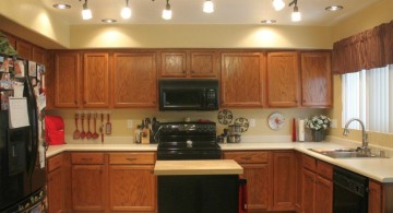 unique close to ceiling mini pendant lights over kitchen island