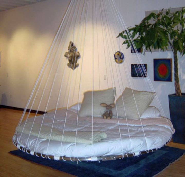 unique hanging circular bed