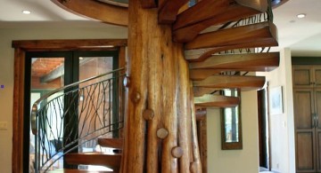 unique spiral wooden staircase designs that seemed to be a whole tree