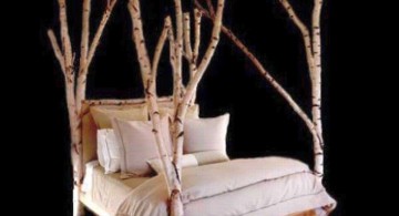unique tree branch bed using birch tree