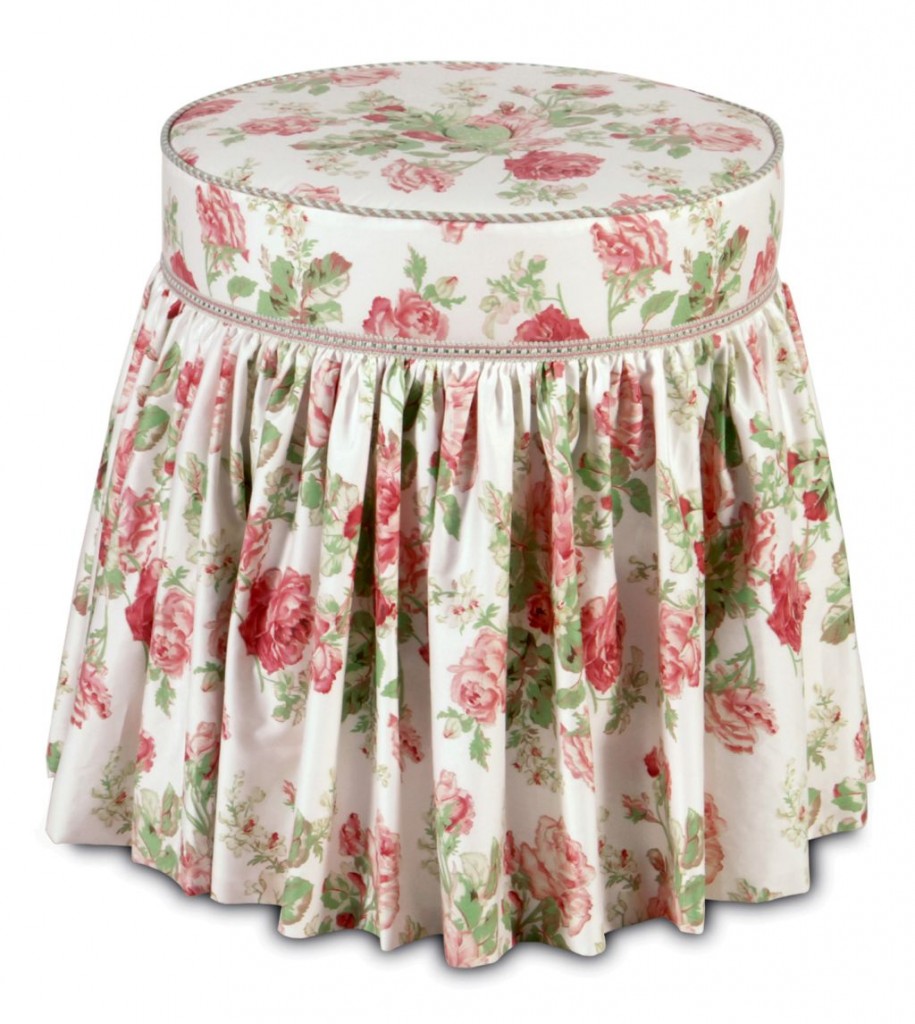 vanity chair with skirt in floral pattern