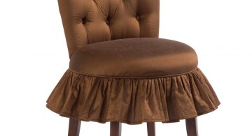 vanity chair with skirt in rich brown color