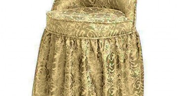 vanity chair with skirt in rich gold fabric