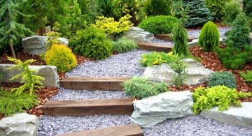 various stones for flower beds with stone stairs