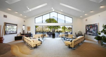 very wide living room with skylight ideas