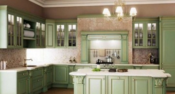 vintage and retro kitchen design in soft green