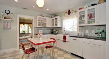 vintage and retro kitchen design with linoleum table for small kitchens