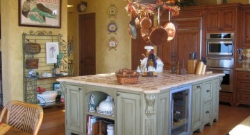 vintage and retro kitchen design with tiled kitchen island top