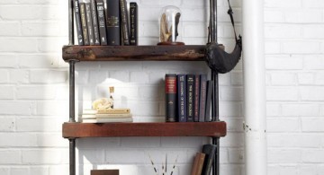 vintage industrial bookcase designs for small space