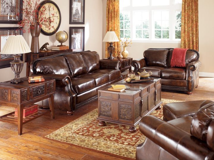 vintage living room ideas with plush leather sofa