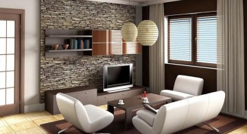 vintage living room ideas with stone wall panel