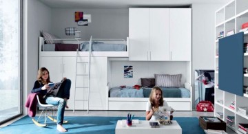 wall mounted stylish bunk beds in blue