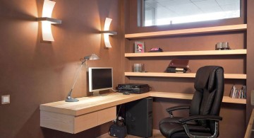 warm wooden tone small office plans