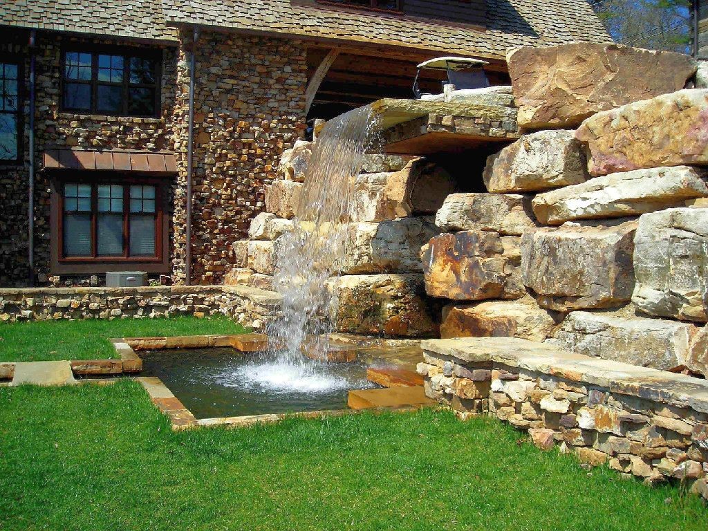 waterfall landscaping designs with big rocks