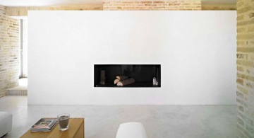 wide built in modern white fireplace design