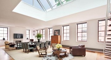 wide open living room with skylight ideas