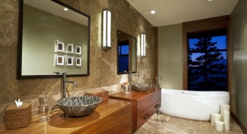 wooden bathroom designs with contemporary light