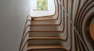 wooden staircase designs with optical illusion