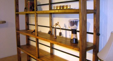 wooden vintage industrial bookcase designs