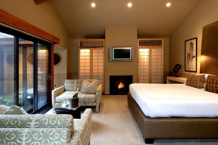 zen bedroom ideas with fireplace