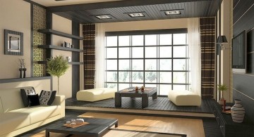 zen living room ideas for low ceilinged rooms