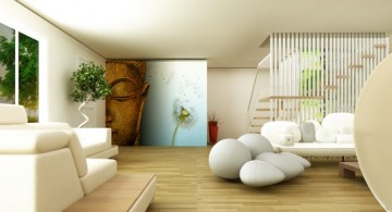 zen living room ideas with Buddha painting