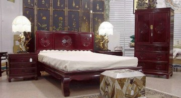 Asian bedroom with separator as wall panel