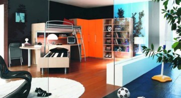 Boys room color with dark wall and wooden floor