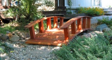 DIY garden bridge in red