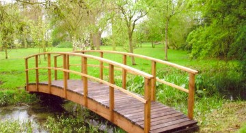 DIY garden bridge with simple railings