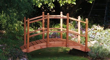 DIY garden bridge with tall railings