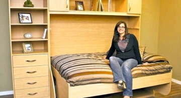 Desk bed combo in natural wood color