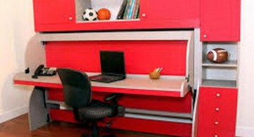 Desk bed combo in red